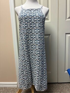 Studio M Size Xl Crochet-Overlay Midi Dress with Blue Lining